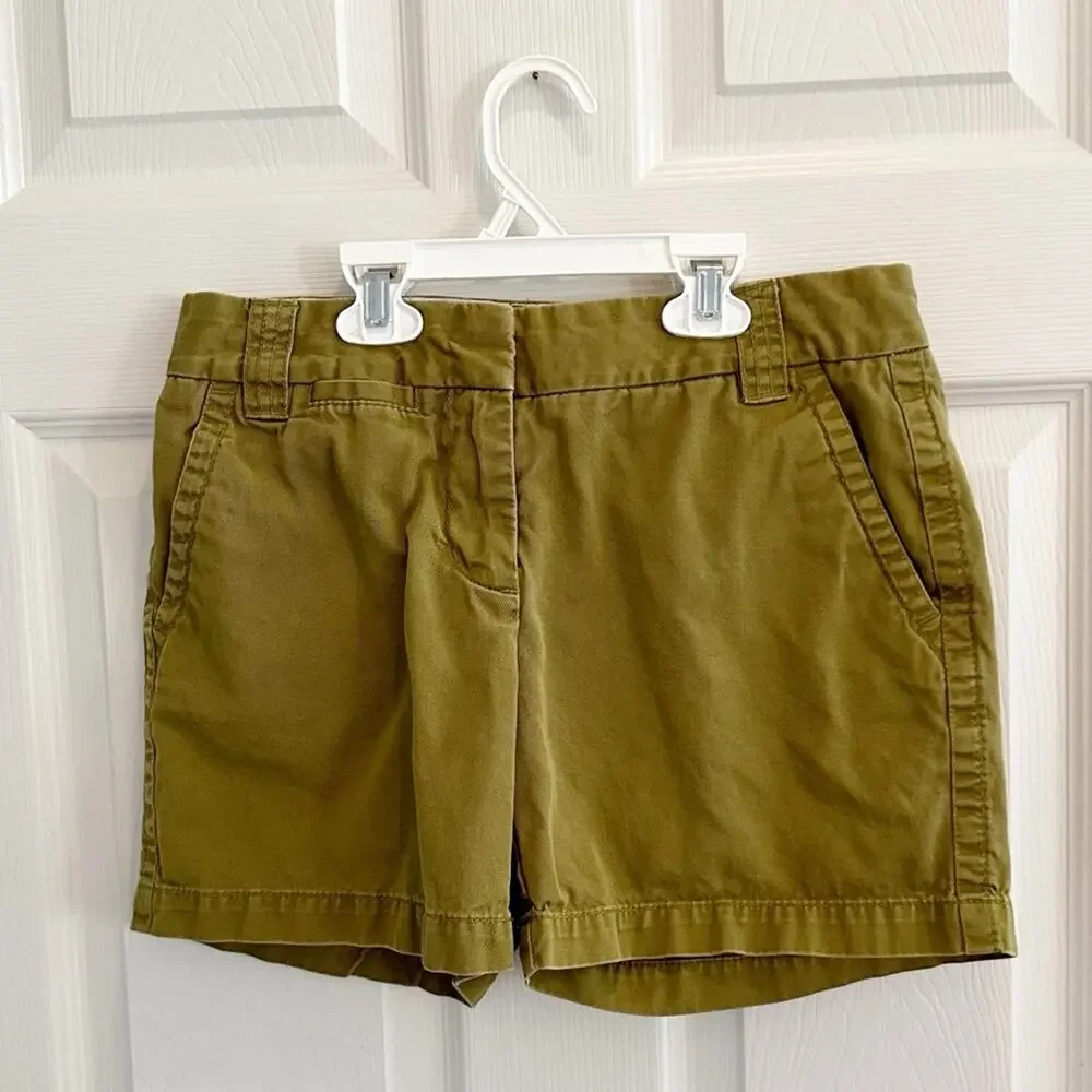 J Crew Chino Cotton City Fit Green 100% Cotton Summer Shorts P1013 Size 0